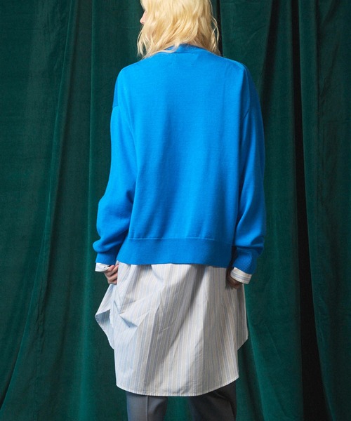 MAISON SPECIAL(メゾンスペシャル)の「《UNISEX》Cashfeel Extra Fine Merino Wool Prime-Over Crew Neck Knit Pullover/キャッシュフィールエクストラファインメリノウールプライムオーバークルーネックニットプルオーバー【MAISON SPECIAL/メゾンスペシャル】(ニット/セーター・メンズ・ブラック/ブルー/ピンク/バーガンディー・0/1/2)」の19枚目の写真