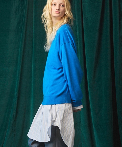 MAISON SPECIAL(メゾンスペシャル)の「《UNISEX》Cashfeel Extra Fine Merino Wool Prime-Over Crew Neck Knit Pullover/キャッシュフィールエクストラファインメリノウールプライムオーバークルーネックニットプルオーバー【MAISON SPECIAL/メゾンスペシャル】(ニット/セーター・メンズ・ブラック/ブルー/ピンク/バーガンディー・0/1/2)」の18枚目の写真