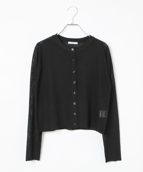 BAYFLOW（ベイフロー）の「[季節の変わり目に羽織れる]シアーリブニットカーディガン（カーディガン/ボレロ・レディース・ライトブルー/ブラック/オフホワイト/マスタード・FREE）」の20枚目の写真