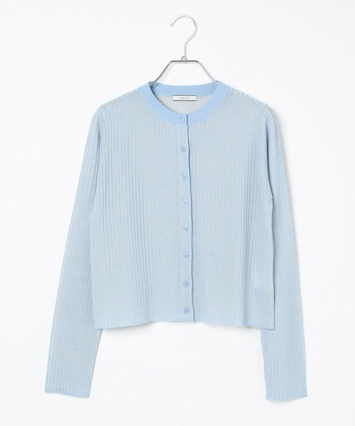 BAYFLOW（ベイフロー）の「[季節の変わり目に羽織れる]シアーリブニットカーディガン（カーディガン/ボレロ・レディース・ライトブルー/ブラック/オフホワイト/マスタード・FREE）」の22枚目の写真