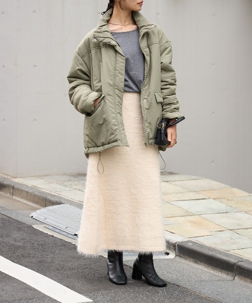 TRIANGLE PALETTE（トライアングルパレット）の「シャギーニットスカート /セットアップ対応（スカート・レディース・ブラック/アイボリー/ダークグレー・FREE）」の15枚目の写真