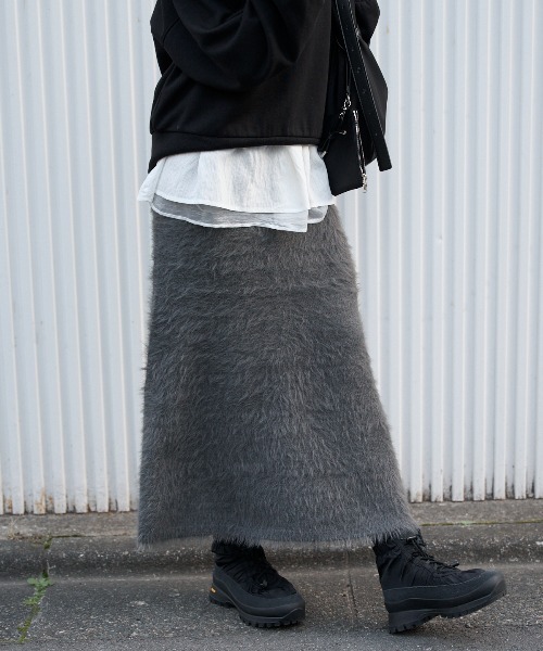 TRIANGLE PALETTE（トライアングルパレット）の「シャギーニットスカート /セットアップ対応（スカート・レディース・ブラック/アイボリー/ダークグレー・FREE）」の12枚目の写真