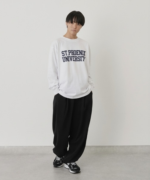 GLAZOS（グラソス）の「フロッキーカレッジロゴプリント長袖Tシャツ（Tシャツ/カットソー・キッズ・ホワイト/ネイビー/ブラック/ライトグレー・170cm/160cm/180cm/150cm）」の8枚目の写真