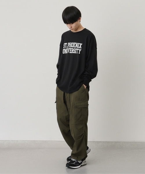 GLAZOS（グラソス）の「フロッキーカレッジロゴプリント長袖Tシャツ（Tシャツ/カットソー・キッズ・ホワイト/ネイビー/ブラック/ライトグレー・170cm/160cm/180cm/150cm）」の9枚目の写真