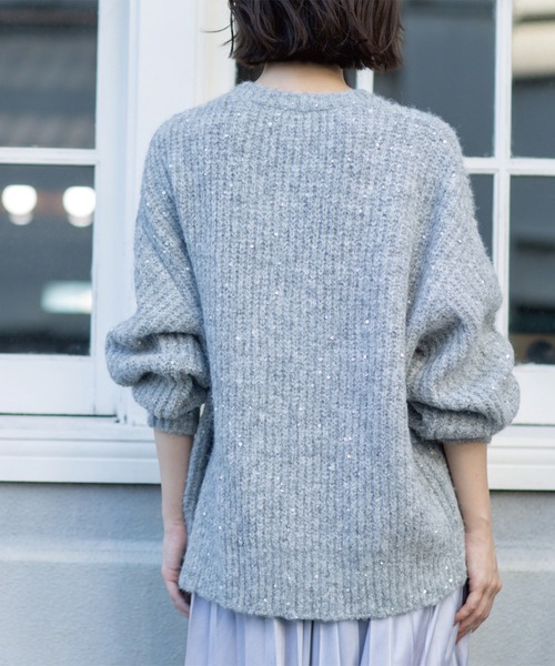 OPAQUE.CLIP(オペークドットクリップ)の「オーバーサイズ スパンコールニット(ニット/セーター・レディース・アイボリー系5/グレー系4/ブラック系5/ピンク系その他・00)」の12枚目の写真