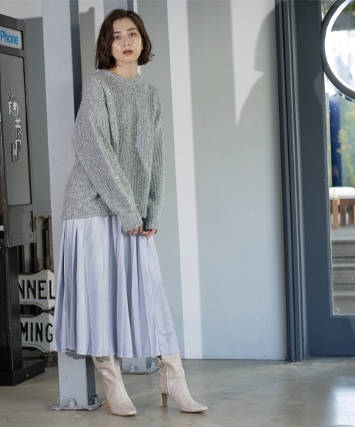 OPAQUE.CLIP(オペークドットクリップ)の「オーバーサイズ スパンコールニット(ニット/セーター・レディース・アイボリー系5/グレー系4/ブラック系5/ピンク系その他・00)」の14枚目の写真