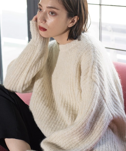 OPAQUE.CLIP(オペークドットクリップ)の「オーバーサイズ スパンコールニット(ニット/セーター・レディース・アイボリー系5/グレー系4/ブラック系5/ピンク系その他・00)」の20枚目の写真