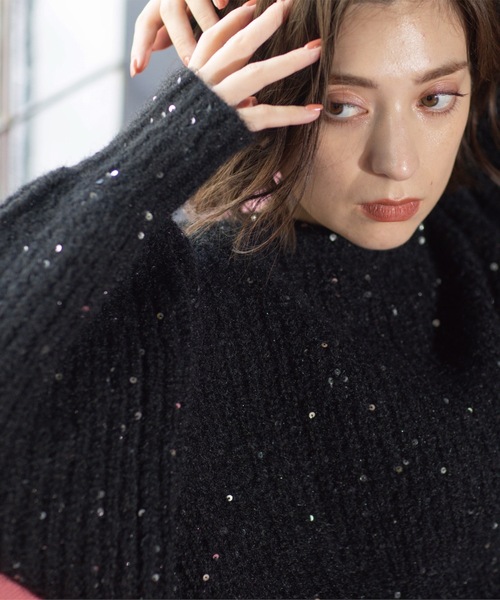OPAQUE.CLIP(オペークドットクリップ)の「オーバーサイズ スパンコールニット(ニット/セーター・レディース・アイボリー系5/グレー系4/ブラック系5/ピンク系その他・00)」の22枚目の写真