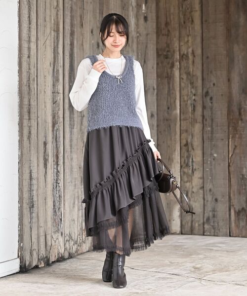 チュールフリル切替アシメトリースカート（スカート）｜rps（アール