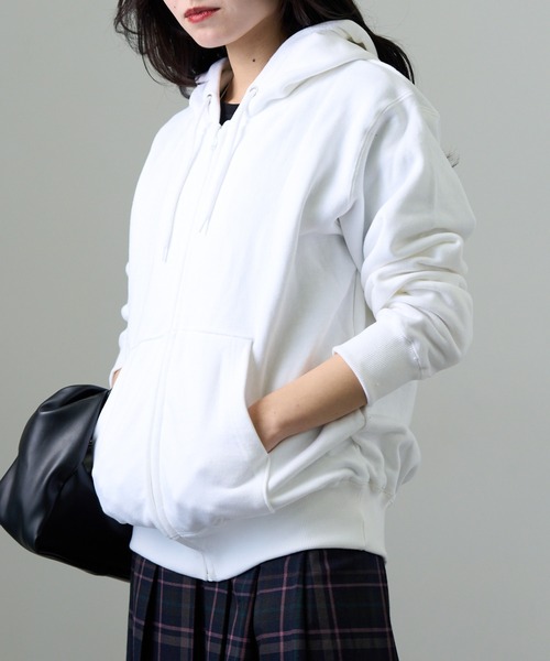 CROSS & STITCH(クロスステッチ)の「【Cross&Stitch】10オンス レギュラーウェイト スウェット ジップアップパーカー フーディ― 裏毛 裏パイル地 SZ2251(パーカー・メンズ・オートミール/ネイビー/ホワイト/ヘザーグレー/ブラック・S/M/L)」の7枚目の写真