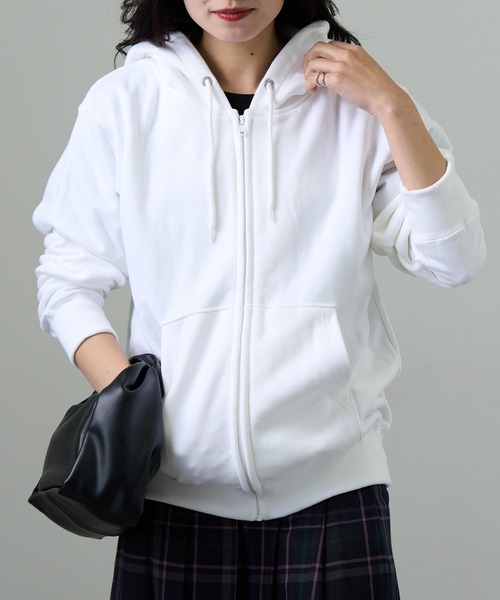 CROSS & STITCH(クロスステッチ)の「【Cross&Stitch】10オンス レギュラーウェイト スウェット ジップアップパーカー フーディ― 裏毛 裏パイル地 SZ2251(パーカー・メンズ・オートミール/ネイビー/ホワイト/ヘザーグレー/ブラック・S/M/L)」の6枚目の写真