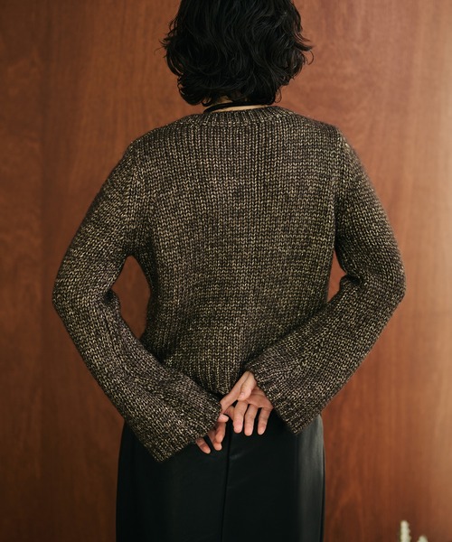 LAULEN（ローレン）の「glitter melange low gauge knit /クルーネックメランジニットプルオーバー（ニット/セーター・レディース・ベージュ/ブラウン・FREE）」の7枚目の写真