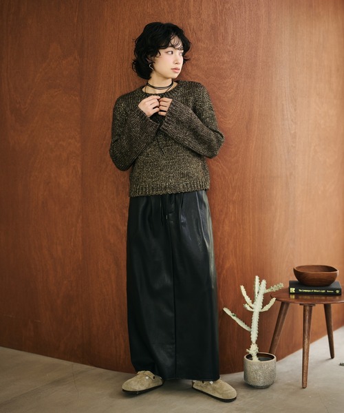 LAULEN（ローレン）の「glitter melange low gauge knit /クルーネックメランジニットプルオーバー（ニット/セーター・レディース・ベージュ/ブラウン・FREE）」の8枚目の写真