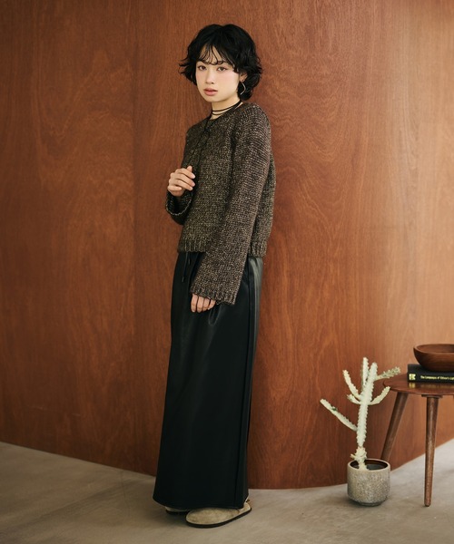 LAULEN（ローレン）の「glitter melange low gauge knit /クルーネックメランジニットプルオーバー（ニット/セーター・レディース・ベージュ/ブラウン・FREE）」の9枚目の写真