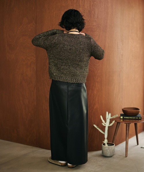 LAULEN（ローレン）の「glitter melange low gauge knit /クルーネックメランジニットプルオーバー（ニット/セーター・レディース・ベージュ/ブラウン・FREE）」の10枚目の写真