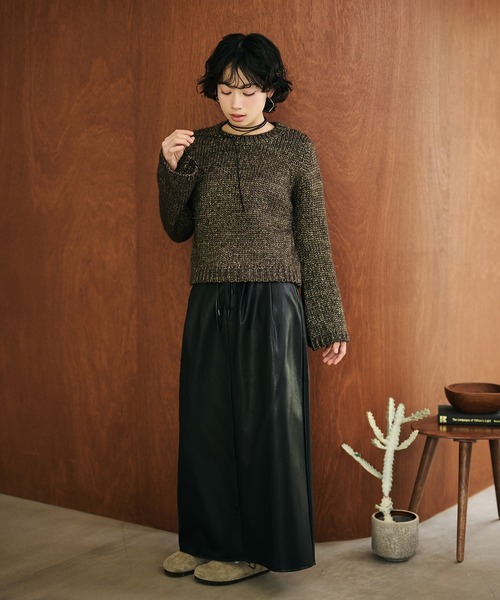 LAULEN（ローレン）の「glitter melange low gauge knit /クルーネックメランジニットプルオーバー（ニット/セーター・レディース・ベージュ/ブラウン・FREE）」の11枚目の写真