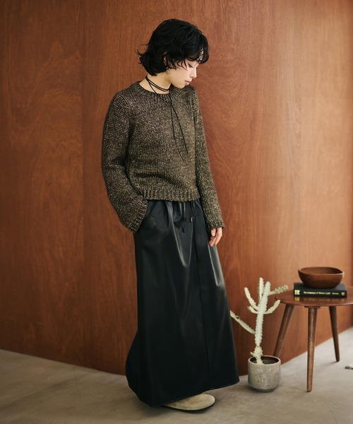 LAULEN（ローレン）の「glitter melange low gauge knit /クルーネックメランジニットプルオーバー（ニット/セーター・レディース・ベージュ/ブラウン・FREE）」の12枚目の写真