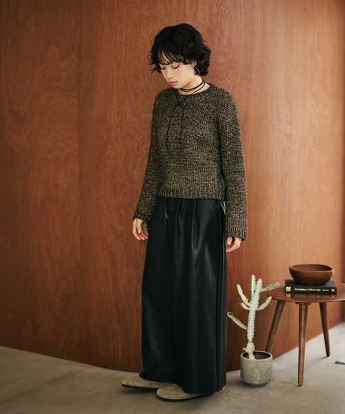 LAULEN（ローレン）の「glitter melange low gauge knit /クルーネックメランジニットプルオーバー（ニット/セーター・レディース・ベージュ/ブラウン・FREE）」の13枚目の写真