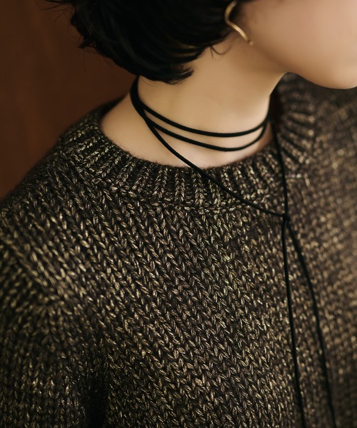 LAULEN（ローレン）の「glitter melange low gauge knit /クルーネックメランジニットプルオーバー（ニット/セーター・レディース・ベージュ/ブラウン・FREE）」の14枚目の写真