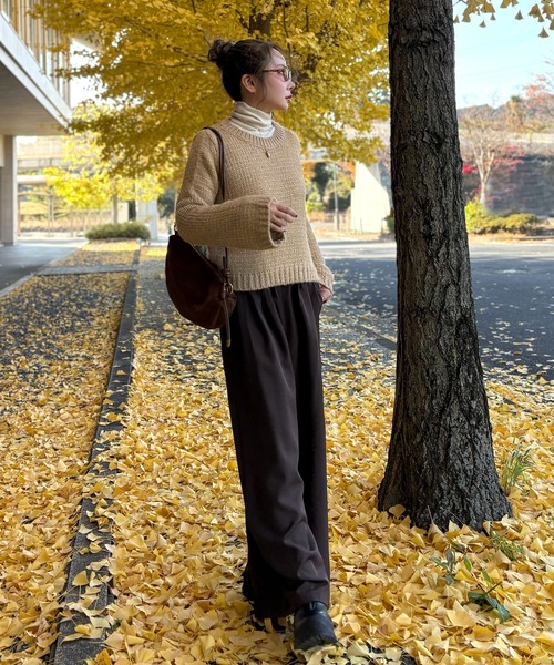 LAULEN（ローレン）の「glitter melange low gauge knit /クルーネックメランジニットプルオーバー（ニット/セーター・レディース・ベージュ/ブラウン・FREE）」の18枚目の写真
