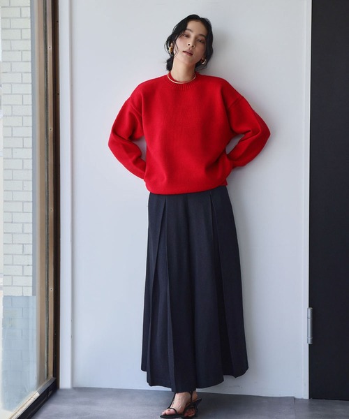 ELFRANK(エルフランク)の「《新色追加》クルーネックカラー ニットプルオーバー《着用動画あり》(ニット/セーター・レディース・グリーン/ピンク/レッド/パープル/イエロー/オレンジ/ブルー/ターコイズブルー/ベビーピンク/アクア・FREE/2L/M/L)」の15枚目の写真