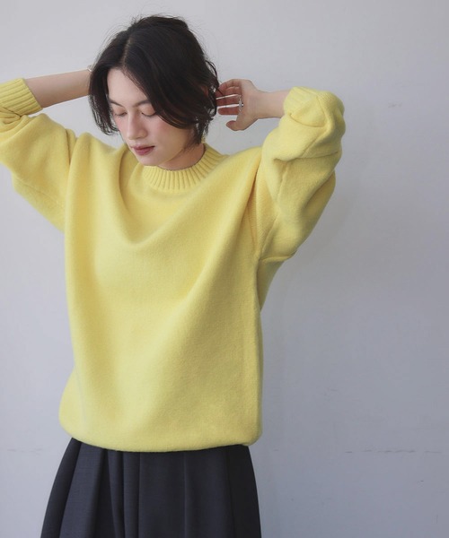 efla ♡ クルーネックニット セール】ネックレス付き クルーネック カラー ニット プルオーバー