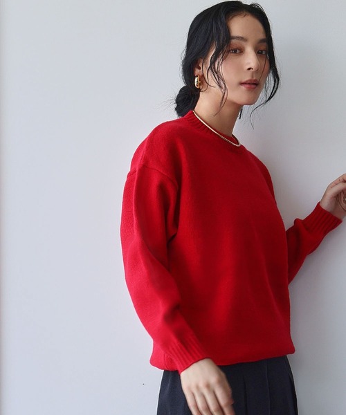 ELFRANK(エルフランク)の「ネックレス付き クルーネック カラー ニット プルオーバー チョーカーセット《着用動画あり》(ニット/セーター・レディース・グリーン/ピンク/レッド/パープル/イエロー/オレンジ/ブルー/ターコイズブルー・FREE)」の15枚目の写真