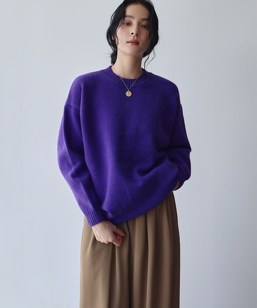 ELFRANK(エルフランク)の「ネックレス付き クルーネック カラー ニット プルオーバー チョーカーセット《着用動画あり》(ニット/セーター・レディース・グリーン/ピンク/レッド/パープル/イエロー/オレンジ/ブルー/ターコイズブルー・FREE)」の13枚目の写真