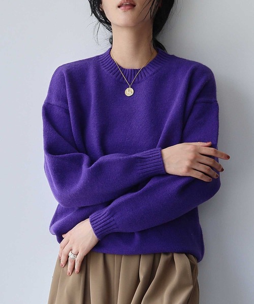 ELFRANK(エルフランク)の「ネックレス付き クルーネック カラー ニット プルオーバー チョーカーセット《着用動画あり》(ニット/セーター・レディース・グリーン/ピンク/レッド/パープル/イエロー/オレンジ/ブルー/ターコイズブルー・FREE)」の12枚目の写真