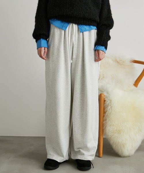 Auntie Rosa Holiday（アンティローザホリデー）の「タックワイドスウェットパンツ / サイズ展開あり（スウェットパンツ・レディース・ブラック/ライトグレー/ネイビー・SMALL/MEDIUM）」の14枚目の写真