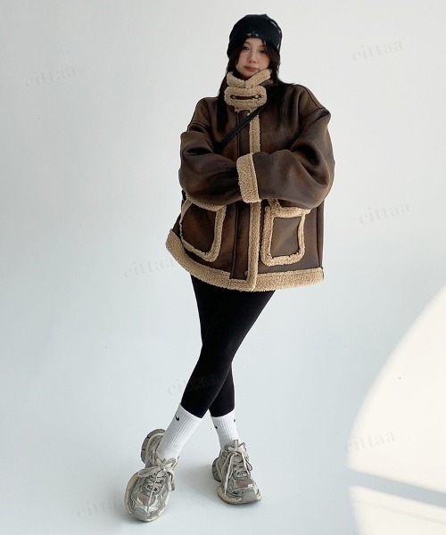 希少✨ハーレーダビッドソン　ムートン　コート　羊革　くるみボタン　ブラウン 希少✨ハーレーダビッドソン ムートン コート 羊革 くるみボタン ブラウン