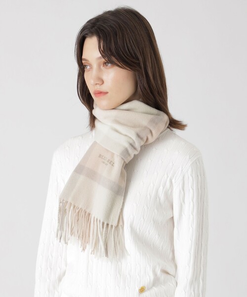 クレストブリッジチェックウォッシャブルカシミヤマフラー（マフラー