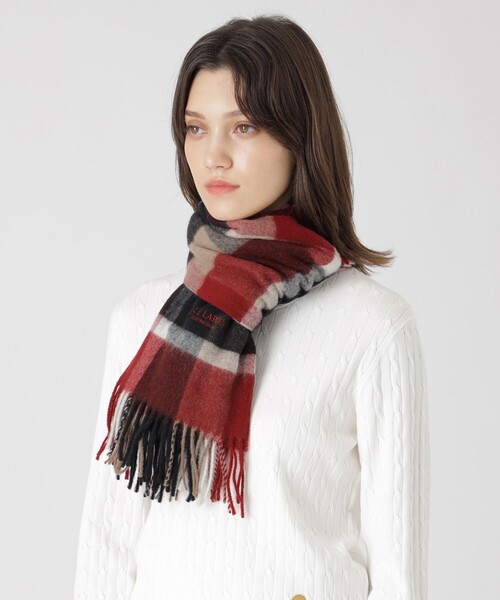 BLUE LABEL CRESTBRIDGE（ブルーレーベルクレストブリッジ）の「クレストブリッジチェックウォッシャブルカシミヤマフラー（マフラー・レディース・ブルー系その他2/ピンク系その他2/ベージュ/レッド・FREE）」の4枚目の写真