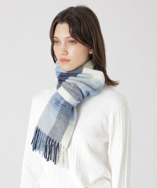 カシミヤ大判ストール マフラー ブルーレーベル クレストブリッジ クレストブリッジチェックウォッシャブルカシミヤストール