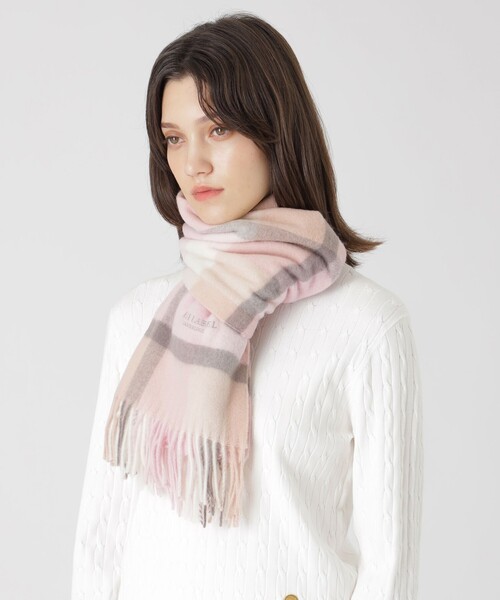 クレストブリッジチェックウォッシャブルカシミヤマフラー（マフラー