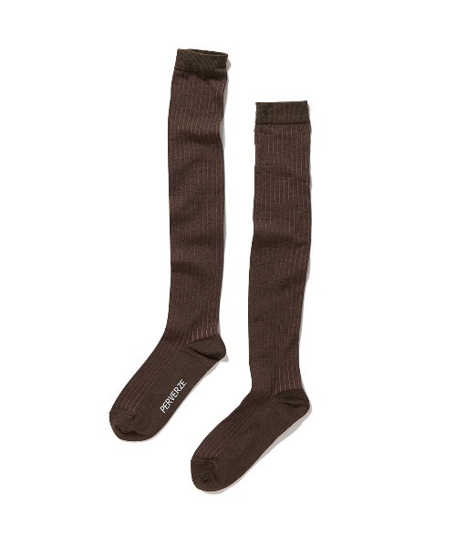 PERVERZE(パーバーズ)の「Cotton Sheer Rib Sox(ソックス/靴下・レディース・ブラウン/グレー・FREE)」の1枚目の写真
