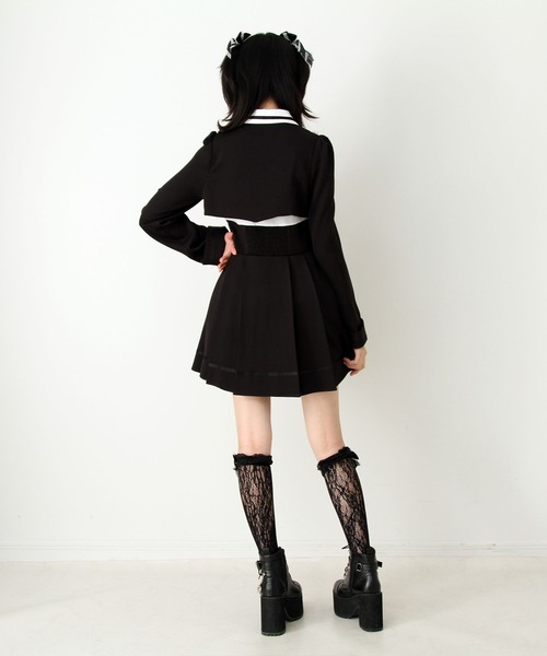 DearMyLove（ディアマイラブ）の「ジャケット風チェーンネクタイベルトプリーツワンピース（ワンピース・レディース・チェック/ボルドー/ブラック・LARGE/MEDIUM/3L/LL）」の4枚目の写真