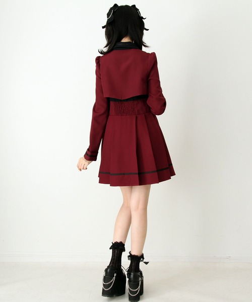 DearMyLove（ディアマイラブ）の「ジャケット風チェーンネクタイベルトプリーツワンピース（ワンピース・レディース・チェック/ボルドー/ブラック・LARGE/MEDIUM/3L/LL）」の8枚目の写真