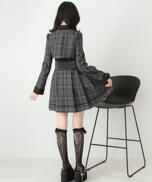 DearMyLove（ディアマイラブ）の「ジャケット風チェーンネクタイベルトプリーツワンピース（ワンピース・レディース・チェック/ボルドー/ブラック・LARGE/MEDIUM/3L/LL）」の11枚目の写真