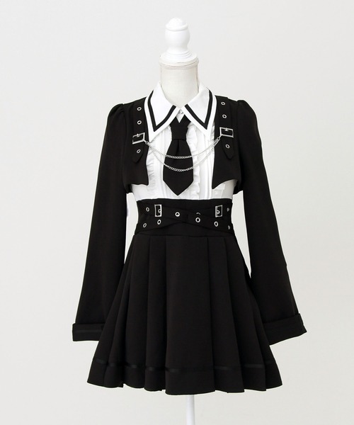 DearMyLove（ディアマイラブ）の「ジャケット風チェーンネクタイベルトプリーツワンピース（ワンピース・レディース・チェック/ボルドー/ブラック・LARGE/MEDIUM/3L/LL）」の14枚目の写真