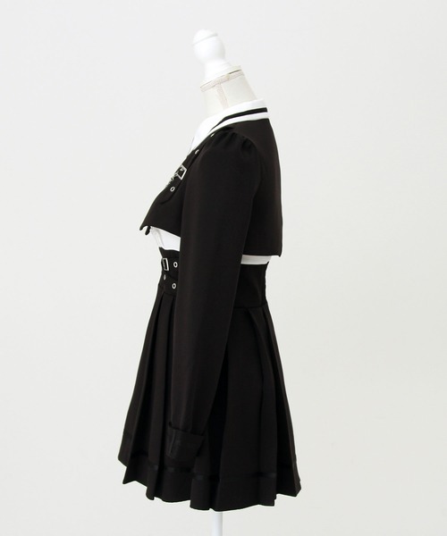 DearMyLove（ディアマイラブ）の「ジャケット風チェーンネクタイベルトプリーツワンピース（ワンピース・レディース・チェック/ボルドー/ブラック・LARGE/MEDIUM/3L/LL）」の16枚目の写真