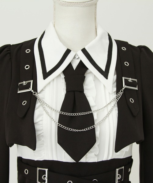 DearMyLove（ディアマイラブ）の「ジャケット風チェーンネクタイベルトプリーツワンピース（ワンピース・レディース・チェック/ボルドー/ブラック・LARGE/MEDIUM/3L/LL）」の17枚目の写真