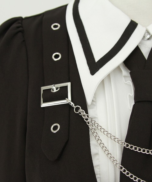 DearMyLove（ディアマイラブ）の「ジャケット風チェーンネクタイベルトプリーツワンピース（ワンピース・レディース・チェック/ボルドー/ブラック・LARGE/MEDIUM/3L/LL）」の18枚目の写真