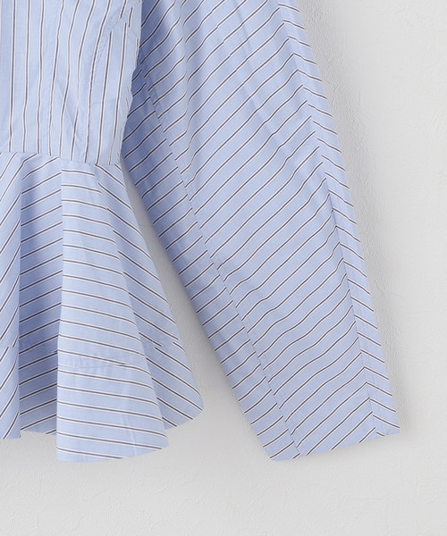 GANNI / ガニー Stripe Cotton Peplum Shirt（シャツ/ブラウス