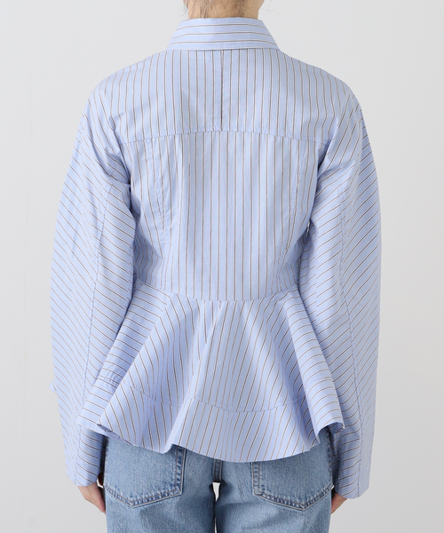 GANNI / ガニー Stripe Cotton Peplum Shirt（シャツ/ブラウス