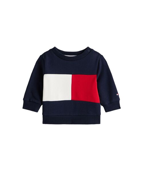 TOMMY HILFIGER(トミーヒルフィガー)の「KIDS カラーブロックトレーナー(スウェット・キッズ・ネイビー・70cm/80cm/90cm)」の1枚目の写真