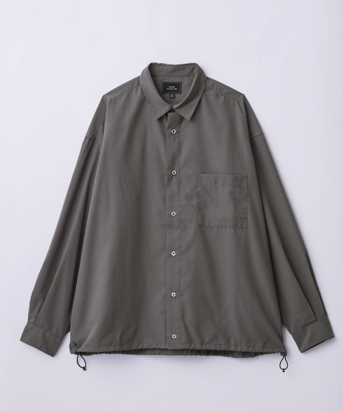 SLICK(スリック)の「【SLICK/スリック】Cotton-like Broad Drawstring Regular Shirt/コットンライクブロードドロストレギュラーカラーシャツ(シャツ/ブラウス・メンズ・スミクロ/カーキ/ブラック・3/2/1)」の3枚目の写真