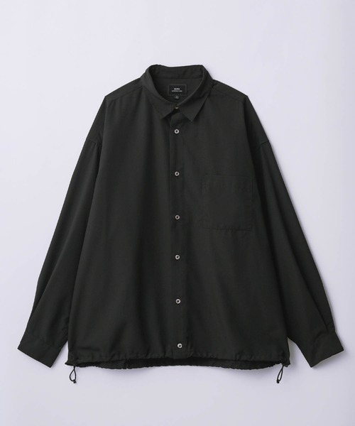 SLICK(スリック)の「【SLICK/スリック】Cotton-like Broad Drawstring Regular Shirt/コットンライクブロードドロストレギュラーカラーシャツ(シャツ/ブラウス・メンズ・スミクロ/カーキ/ブラック・3/2/1)」の2枚目の写真