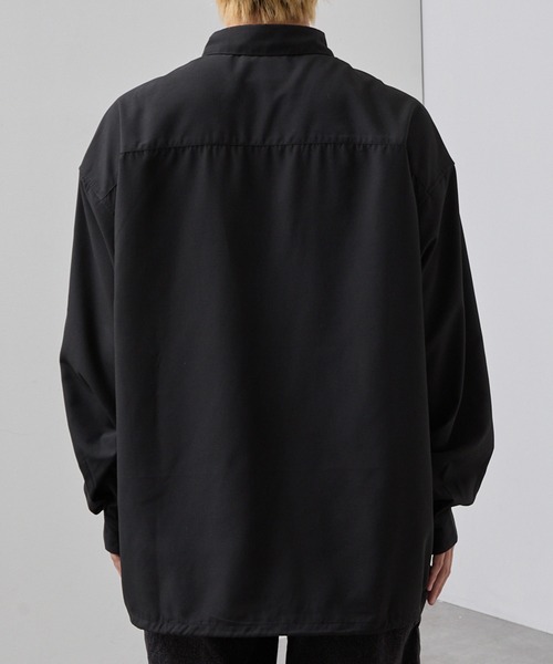 SLICK(スリック)の「【SLICK/スリック】Cotton-like Broad Drawstring Regular Shirt/コットンライクブロードドロストレギュラーカラーシャツ(シャツ/ブラウス・メンズ・スミクロ/カーキ/ブラック・3/2/1)」の7枚目の写真