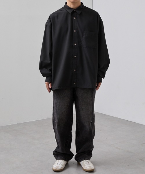SLICK(スリック)の「【SLICK/スリック】Cotton-like Broad Drawstring Regular Shirt/コットンライクブロードドロストレギュラーカラーシャツ(シャツ/ブラウス・メンズ・スミクロ/カーキ/ブラック・3/2/1)」の8枚目の写真